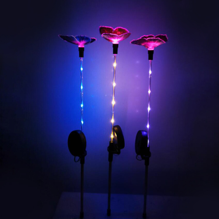 Butterfly Shape Plastic Garden Stake Lights Solar Powered For Courtyard Driveway Pathway Decoration