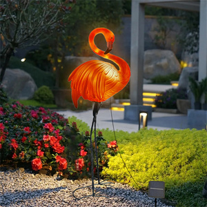 Hot Sale Led Lawn Solar Plastic Flamingo Lamp Outdoor Solar Powered Garden Light Waterproof Yard Pathway Decorative Lights