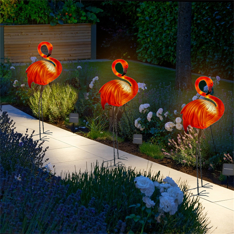 Hot Sale Led Lawn Solar Plastic Flamingo Lamp Outdoor Solar Powered Garden Light Waterproof Yard Pathway Decorative Lights