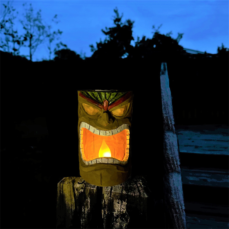 Tiki Solar Powered Outdoor Decor LED Garden Light Decoration Crafts Gardening Sculpture Lawn Lamp for Courtyard