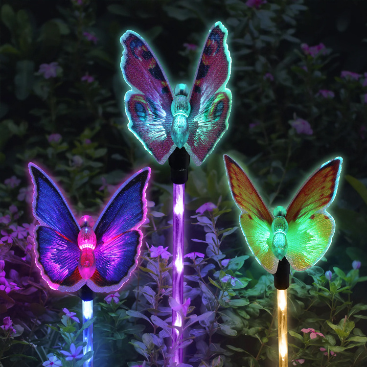 Butterfly Shape Plastic Garden Stake Lights Solar Powered For Courtyard Driveway Pathway Decoration