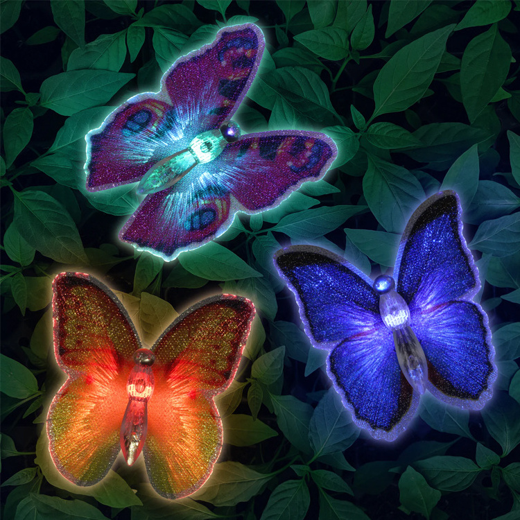 Butterfly Shape Plastic Garden Stake Lights Solar Powered For Courtyard Driveway Pathway Decoration