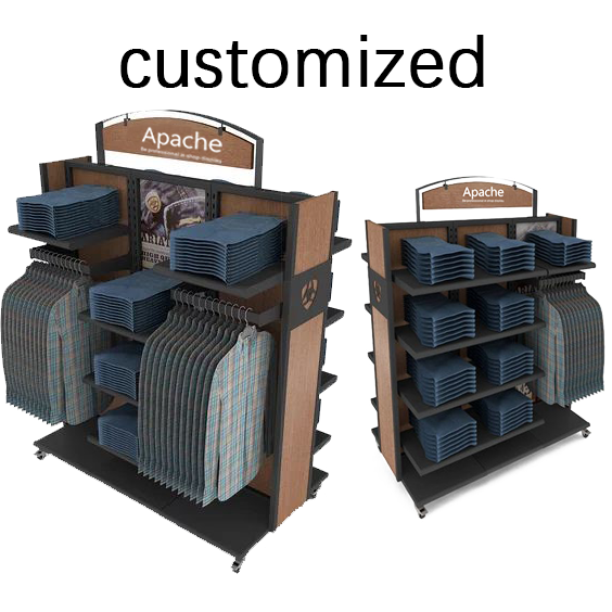 Bevis Customizable Wood Jeans Display Rack for Supermarket and Mall