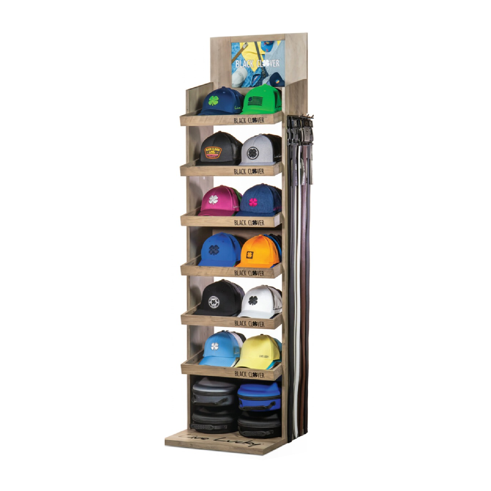 Customizable Baseball hat Wood Display Stand for Commercial Supermarket hat Display rack