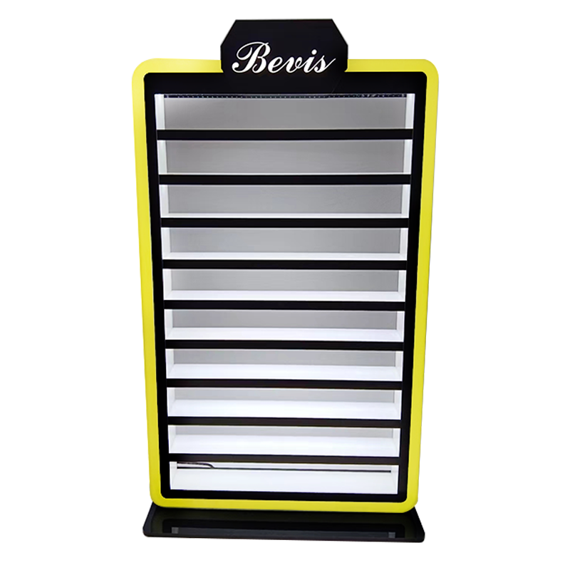 Bevis factory smoke shop display rgb led light basketball sneaker keychain display rack 10 tiers acrylic keychain display stand