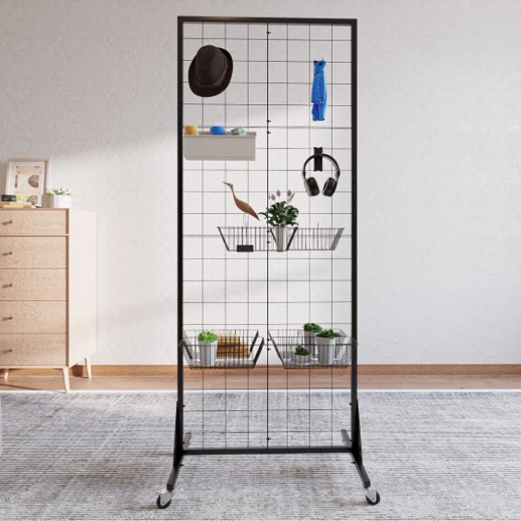 Gridwall Panel Display Stand Heavy Movable Floor standing Grid Wall Panels Retail Display Rack Craft Show Wire Grid Wall