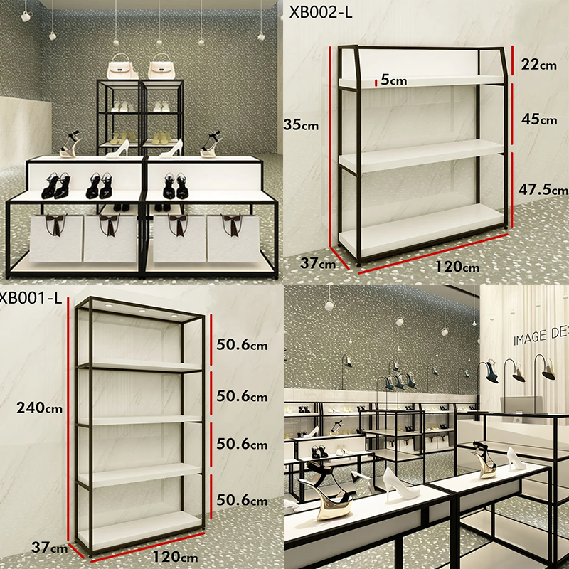 Bevis Metal Floor Panel Display Rack Supermarket Shelves for Clothing Shoes Bags for Stores and Retail Spaces