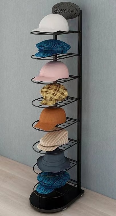 Customizable Baseball hat Wood Display Stand for Commercial Supermarket hat Display rack