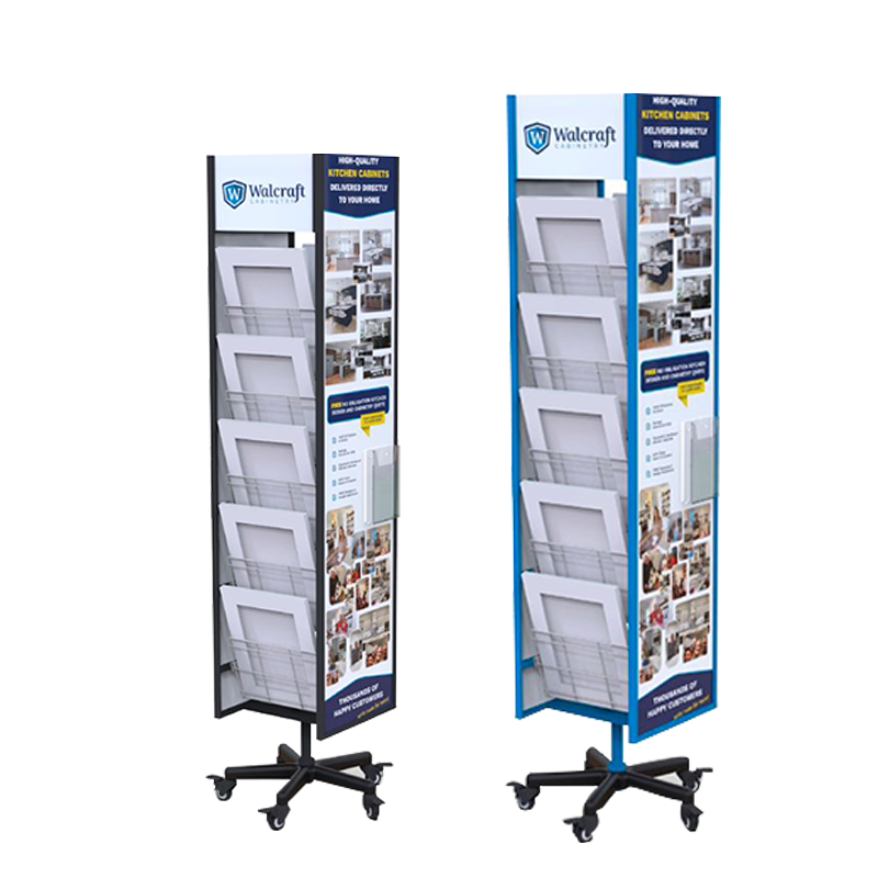 Bevis 4-side Rotating  Floor Standing Metal Ceramic Tiles Display Racks for Supermarket Product Display Polish Surface Treatment