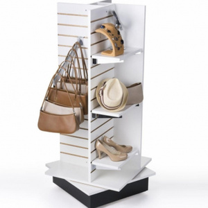 Bevis Custom Spin Store multi-layer furniture metal display stand Glossy stainless steel shoes bag display rack display shelf