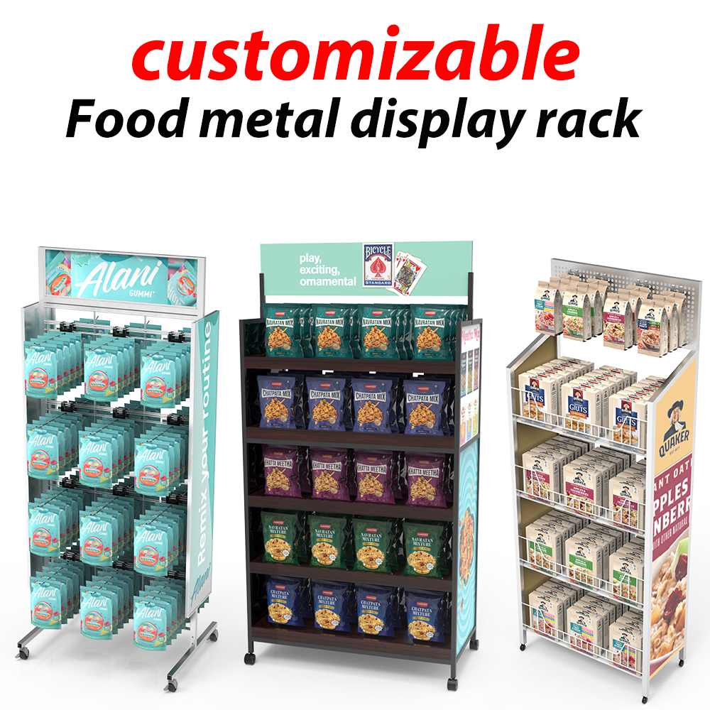 Bevis Modern 4-Layer Customized Pegboard Floor Display Stand Metal Display Rack for Point of Sale Retail Stores Supermarkets