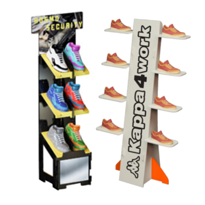 Shop Floor to Ceiling Wooden Display Rack Plywood Rotating Shoe Rack with Custom Logo for Store Display