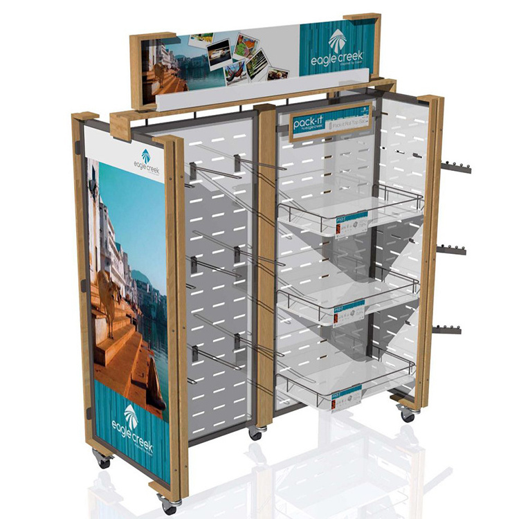 Hot Selling Retail Store Wooden Cabinet Rotative Display Rack Boutique Clothing Racks With Custom Logo