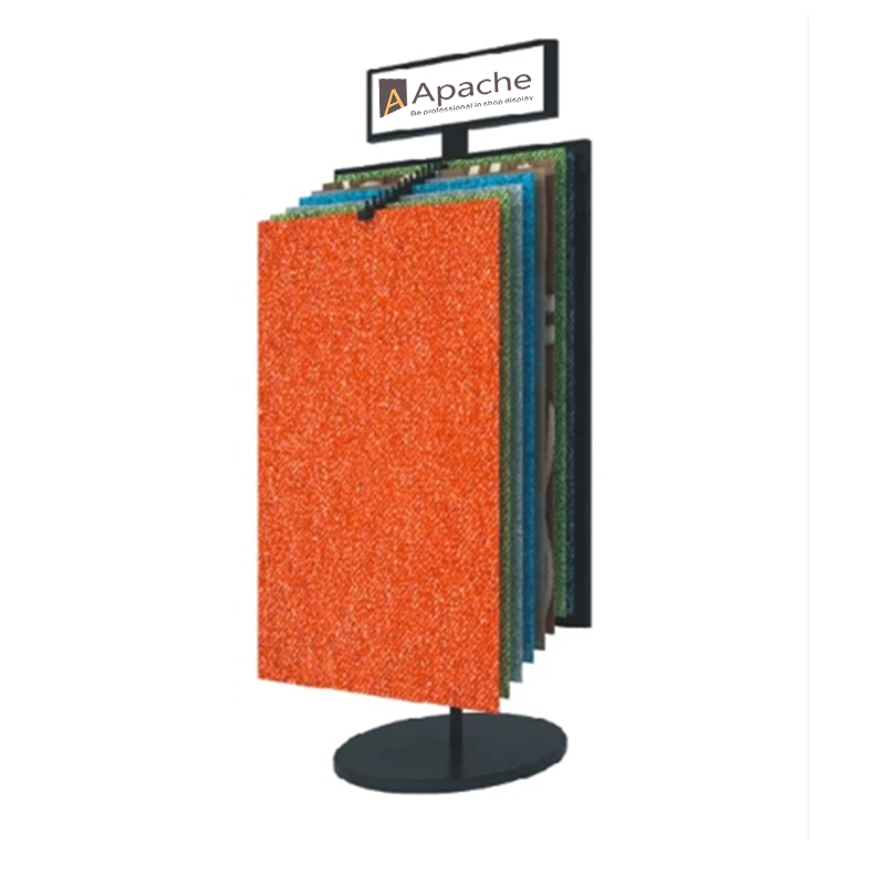 Customizable Metal Floor to Ceiling Carpet Display Rack for Store Display Stand Packaged in Carton