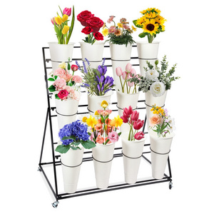 Bevis Factory Customized Color Size Florist Shelf Flower Bucket Multi-layer Display Rack Flower Display Stand for Flower Shop