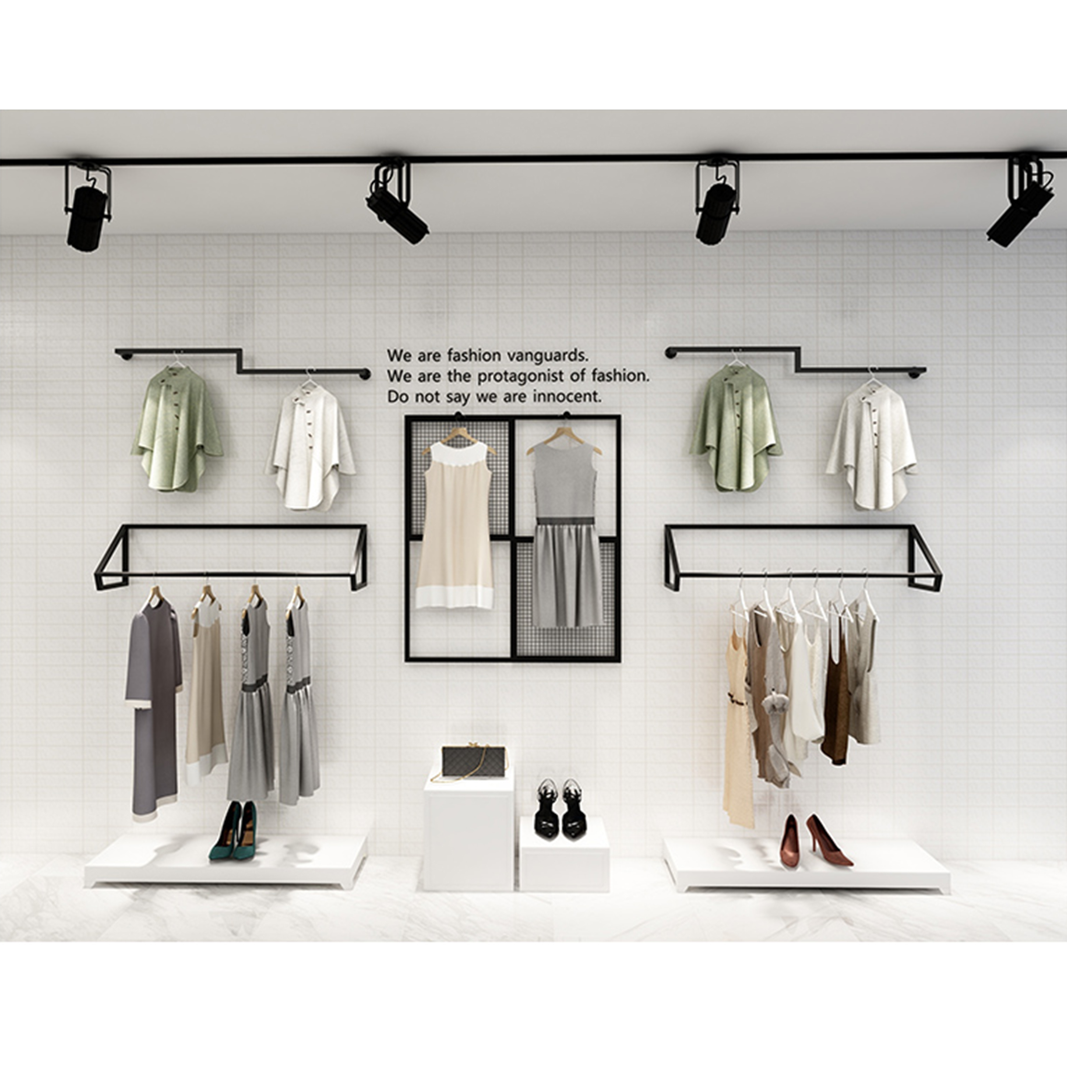 Customized Creative Design Wall Mounted Clothing Rack for Shop Display