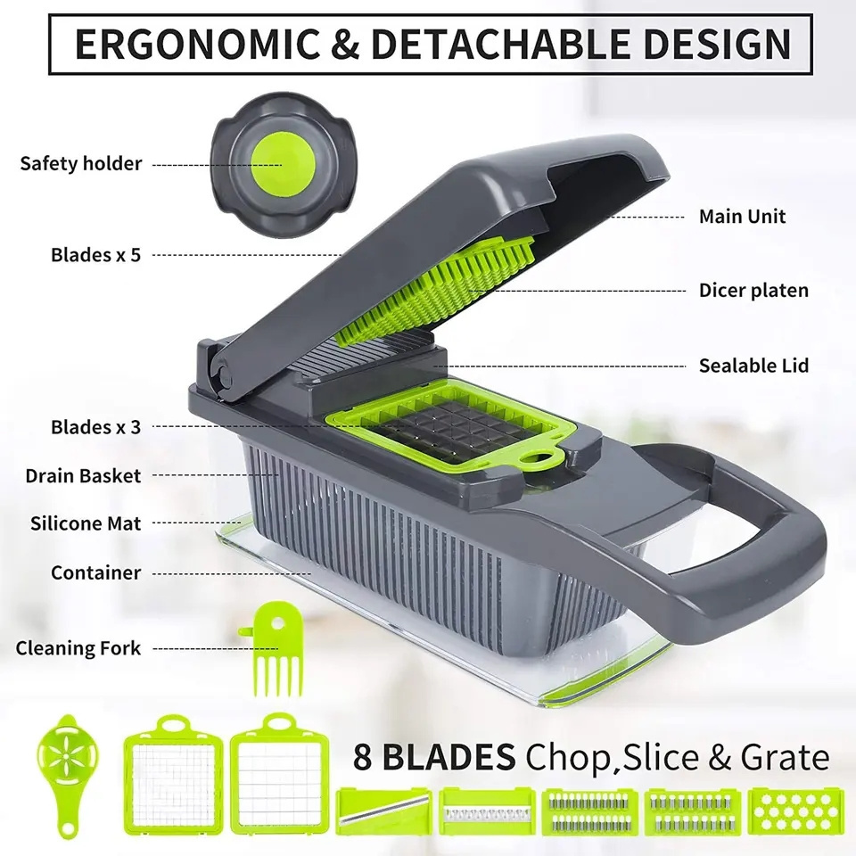 14 In 1 Manual Multipurpose Vegetable and Fruit Chopper Cutter Fruit Dicer Cutter Slicer Chopper