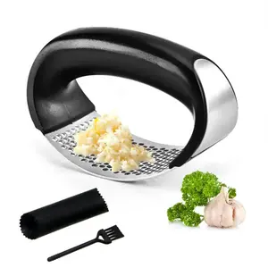 2 In 1 Garlic Tools Stainless Steel Rocker Mincer Knoblauchpresse Manual Ginger Juice Garlic Crusher Garlic Press