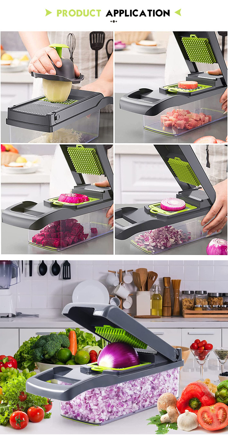 Top Seller Kitchen 12 In 1  Food Dicer Vegetable Slicer Veggie Veget Chopper Slicer Multifunctional Vegetable Cutter