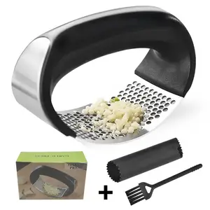 2023 Kitchen Gadgets Garlic Plastic Stainless Steel Rocker Mincer Crusher Garlic Too Press Chopper And Roller