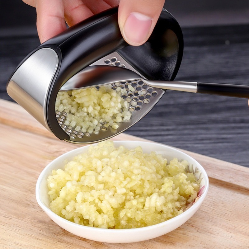 2 In 1 Garlic Tools Stainless Steel Rocker Mincer Knoblauchpresse Manual Ginger Juice Garlic Crusher Garlic Press