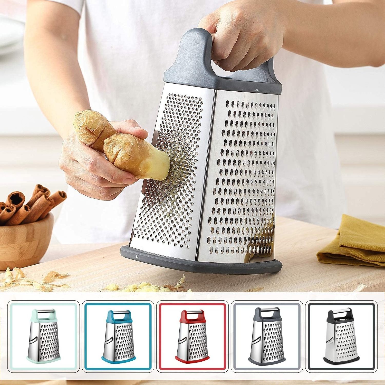 Hot Sell 4-sided Stainless Steel Kitchen Multi-function Box Grater With Detachable Storage Container Grater