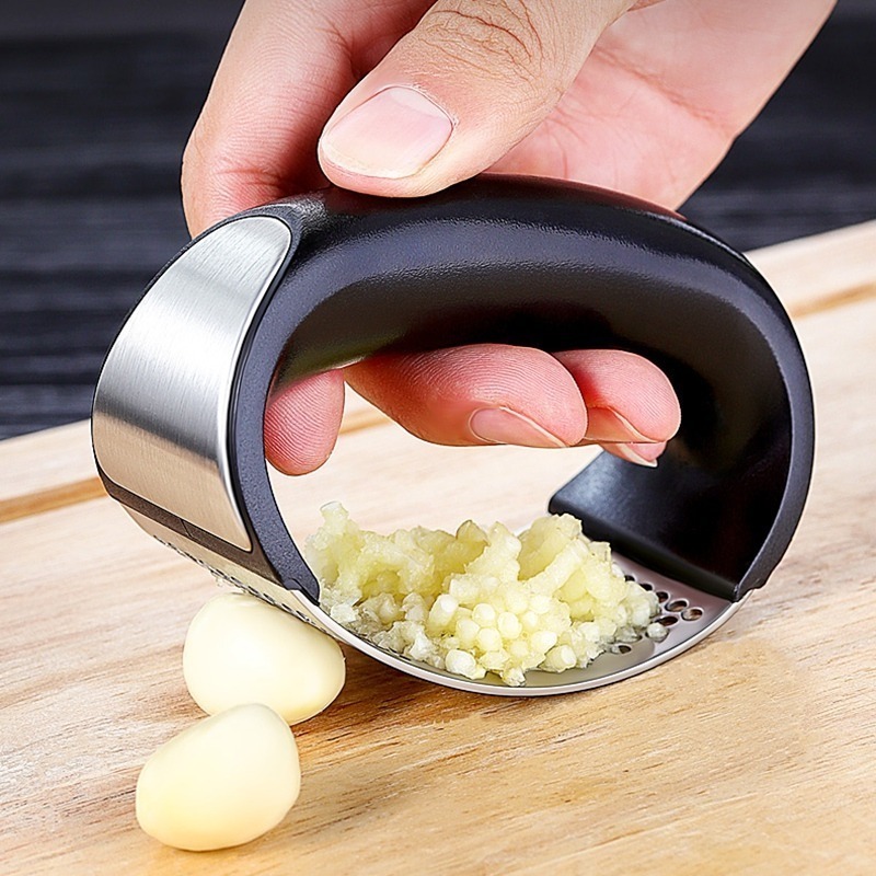 2 In 1 Garlic Tools Stainless Steel Rocker Mincer Knoblauchpresse Manual Ginger Juice Garlic Crusher Garlic Press