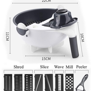 New 12 in 1 Vegetable Cutter with Drain Basket Vegetable Slicer Cutter Chopper and Grater Veggie Cheese Shredder Grater Set