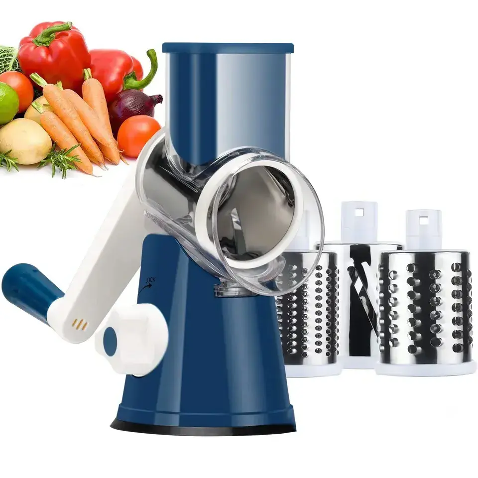 Kitchen Grater Vegetable Slicer 3 In 1 Manual Drum Rotary Cheese Grater Round Vegetable Cutter/slicer/chopper Safe Food Grinder