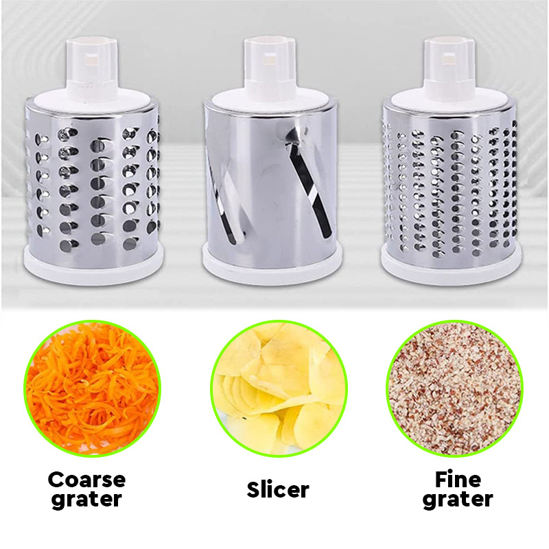 Kitchen Grater Vegetable Slicer 3 In 1 Manual Drum Rotary Cheese Grater Round Vegetable Cutter/slicer/chopper Safe Food Grinder