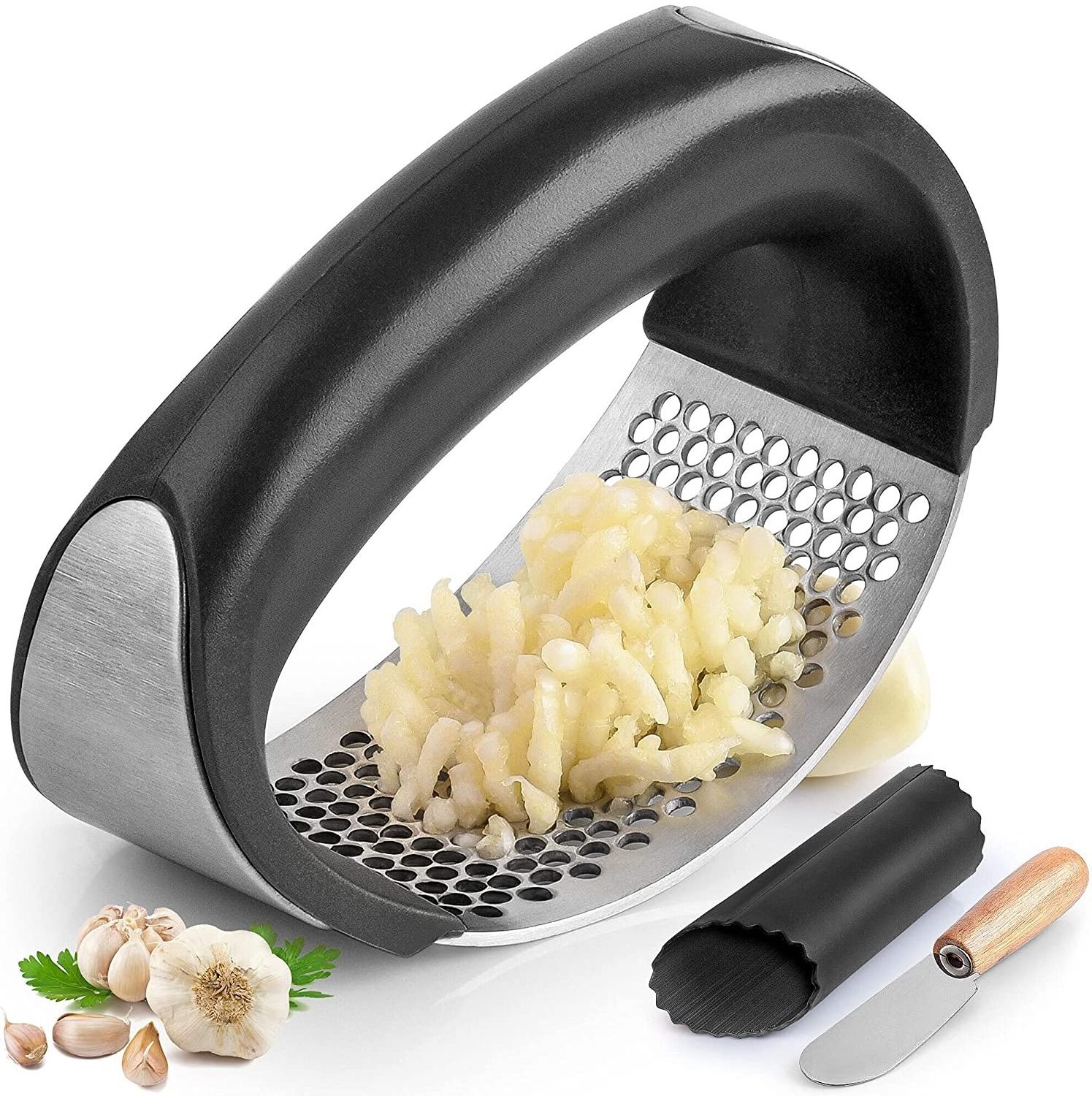 Plastic Stainless Steel Rocker Mincer Crusher Garlic Too Press Chopper Garlic Press Rocker for Kitchen Gadgets Garlic