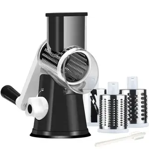 Manual Kitchen Grater Vegetable Slicer With 3 Drum Blades Rotary Cheese Grater With Handle Round Slicer Nuts Grinder