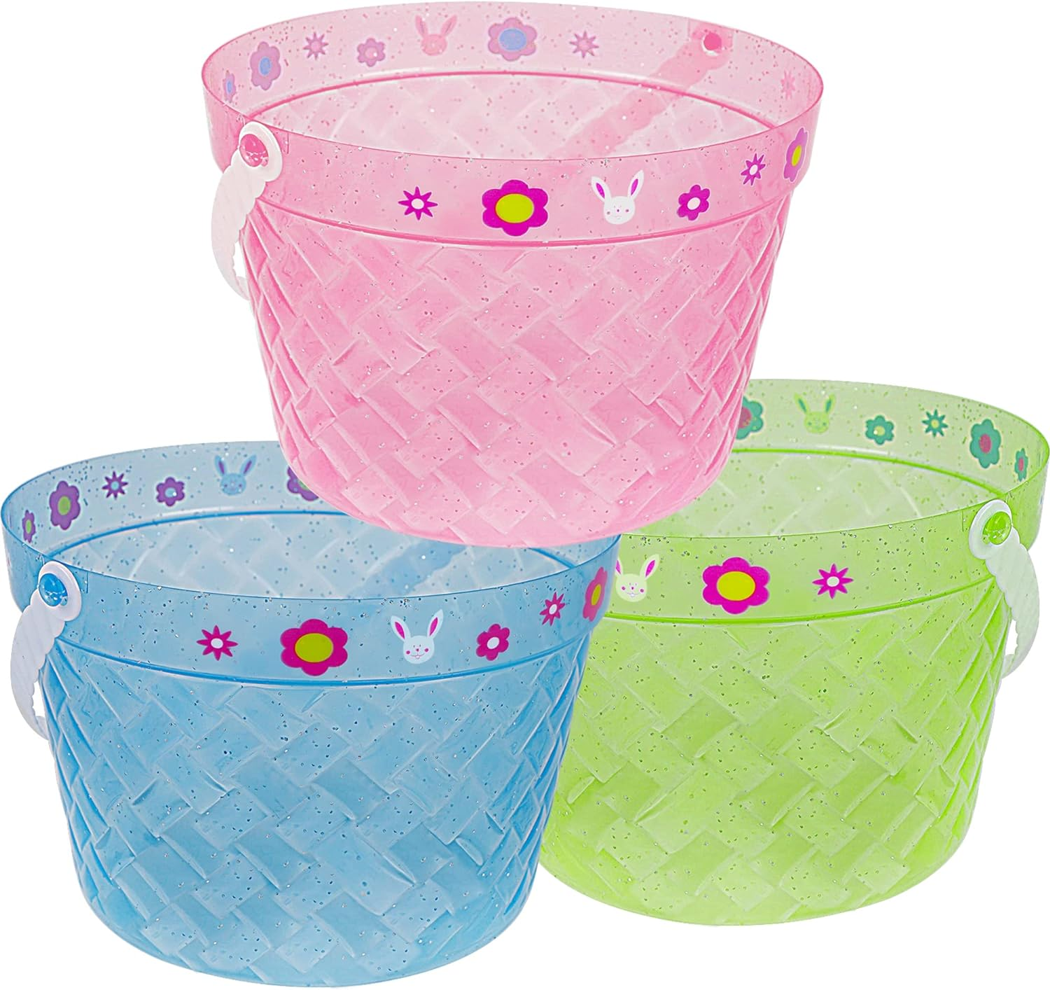 Wholesale Easter Rabbit Bunny Basket Candy Basket Plastic Fabric Sublimation Blank Easter Baskets