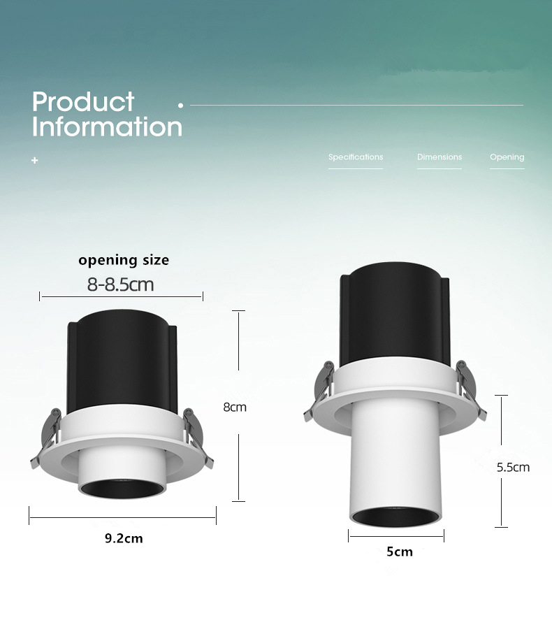 220V spot Light 360 adjustable angle die cast aluminum recessed tiltable 7W Gimbal LED Downlight