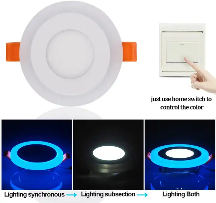 Factory Price 6+3w Fashion Double Color Surface Mounted led panel light Round  Ceiling Panel Light