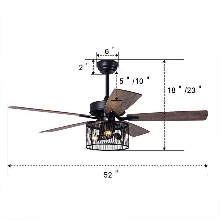 led ceiling fan ac motor 5 wood blades farmhouse style ceiling fan with light