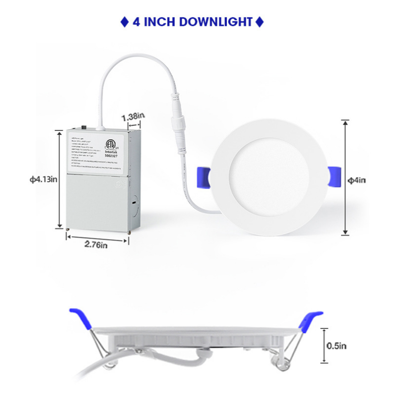 Hot Selling 4 Inch 6 Inc 5cct Round Slim Panel Downlight Led Baffle Trim Slim Downlight