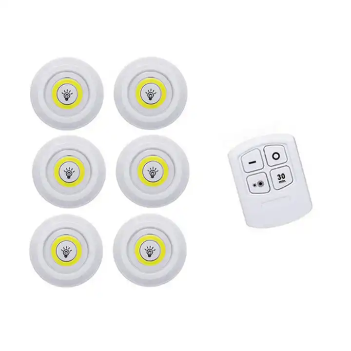 3pcs Pack LED Closet Light Wireless Cabinet Lamp with Infrared Remote Control Cob Puck Lights Super Bright Night Light