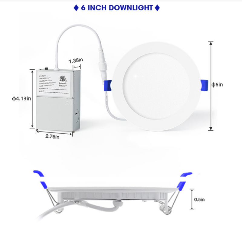 Hot Selling 4 Inch 6 Inc 5cct Round Slim Panel Downlight Led Baffle Trim Slim Downlight