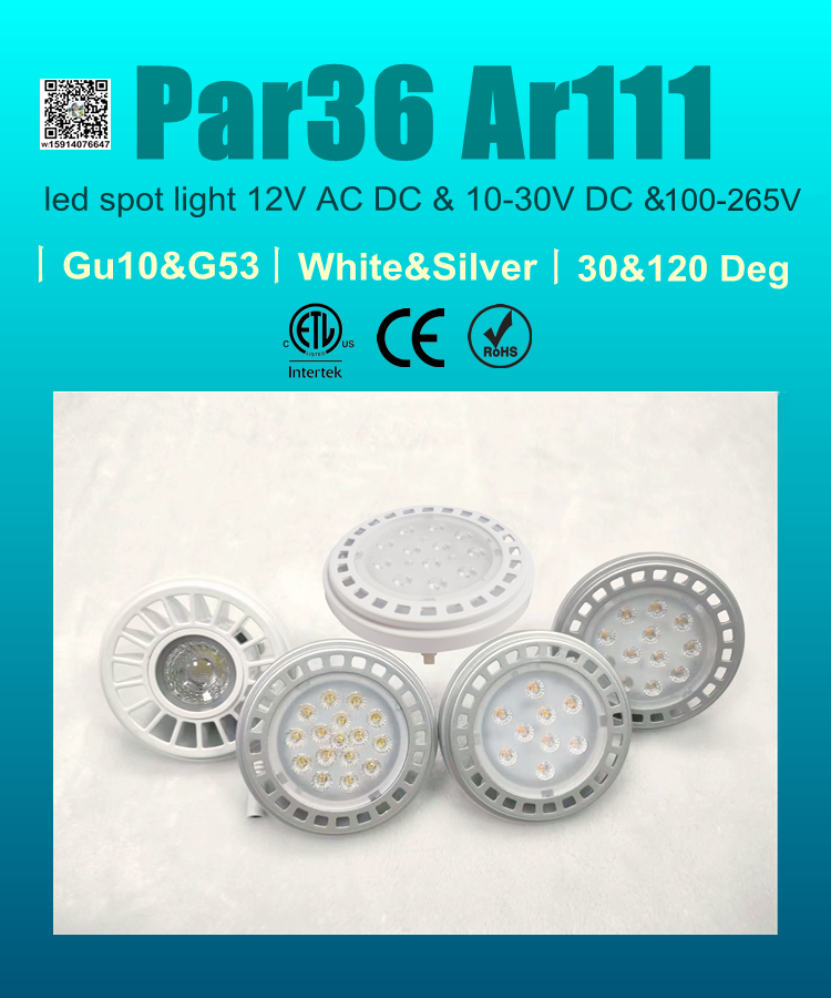 3-5 years warranty luminaires ar111 ceiling spot light  CE FCC SAA C-tick RCM watt CCT selectable Exterior rgb led qr111 lights