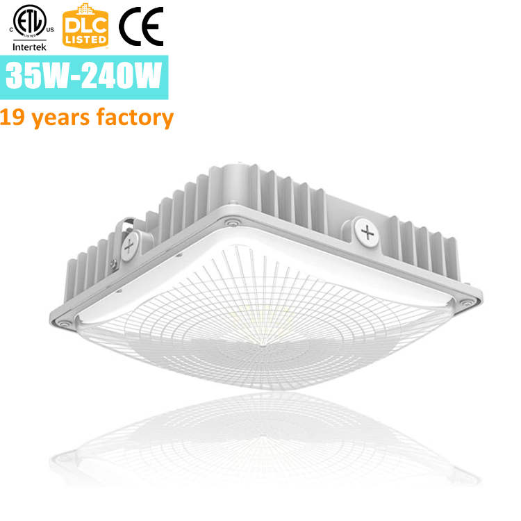 Outdoor High Bay Carport Ceiling Light ETL CE 40w 60w 80w 100w 150w panel led canopy light for gas station dome illumination