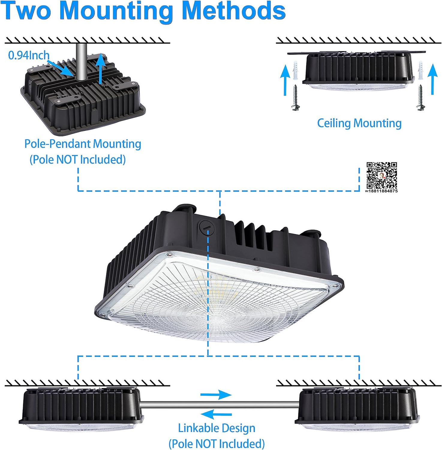 277V 347V 480V Isolated LED driver 40w 60w 100w 150w 80w canopy Ceiling fitting Light Fixtures for Basement Warehouse Garage