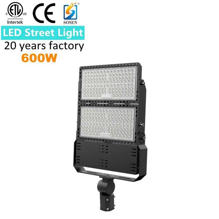 led outdoor stadium lighting 400w 500w 600w 1000w ETL CE  Intertek certified black shell super bright high mast led flood light