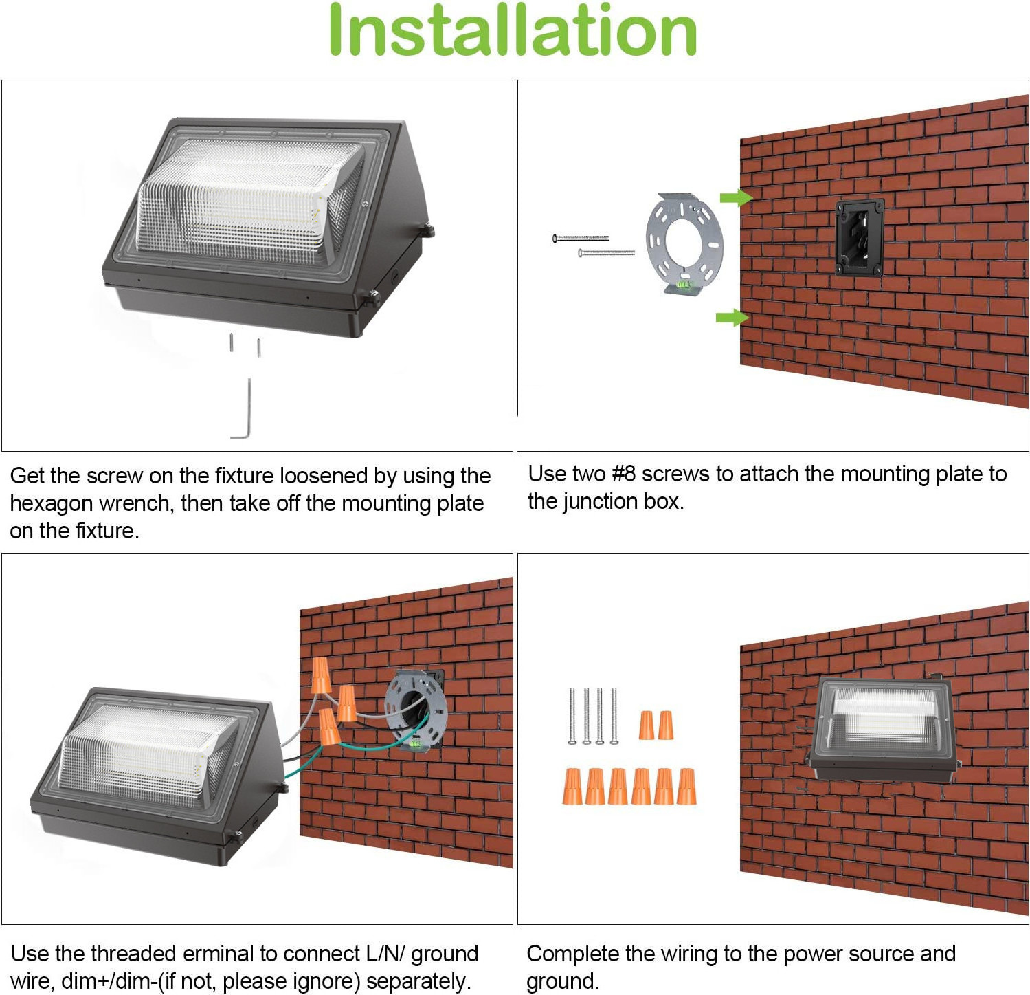 intertek ETL cETL DLC Outdoor Waterproof Light External Mount Full Cutoff 45W 130lm/w LED Wallpack Wall pack Fixtures pc lens