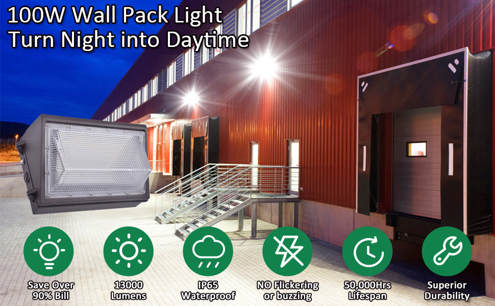 5 years warranty hot-sale DLC ETL 45W 60W 80W 100W 120W anti-UV PC lens  triangle led wall pack light outdoor