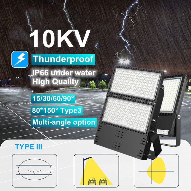 led outdoor stadium lighting 400w 500w 600w 1000w ETL CE  Intertek certified black shell super bright high mast led flood light