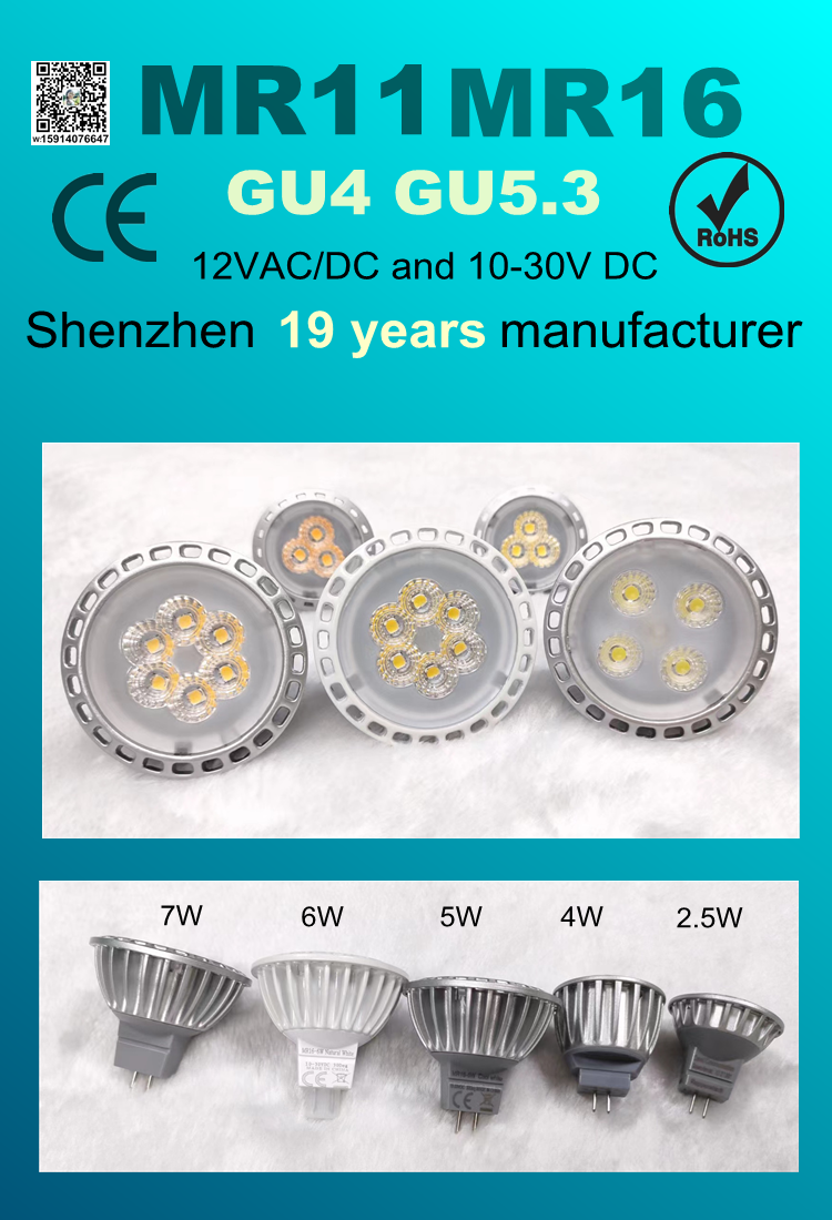 10-30V DC 12V AC Alibaba express MR11 GU4 2W 4W 12V LED Spotlight