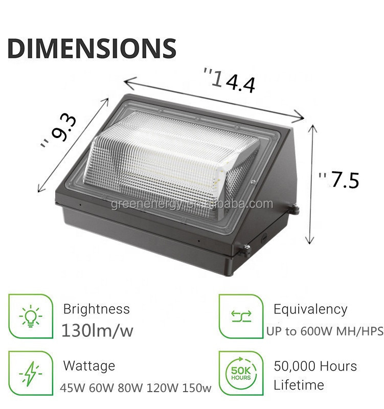 intertek ETL cETL DLC Outdoor Waterproof Light External Mount Full Cutoff 45W 130lm/w LED Wallpack Wall pack Fixtures pc lens