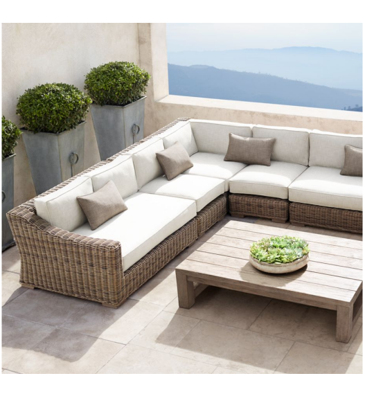 high quality round rattan garden furniture L shape outdoor rattan lounge sofa