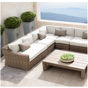 high quality round rattan garden furniture L shape outdoor rattan lounge sofa